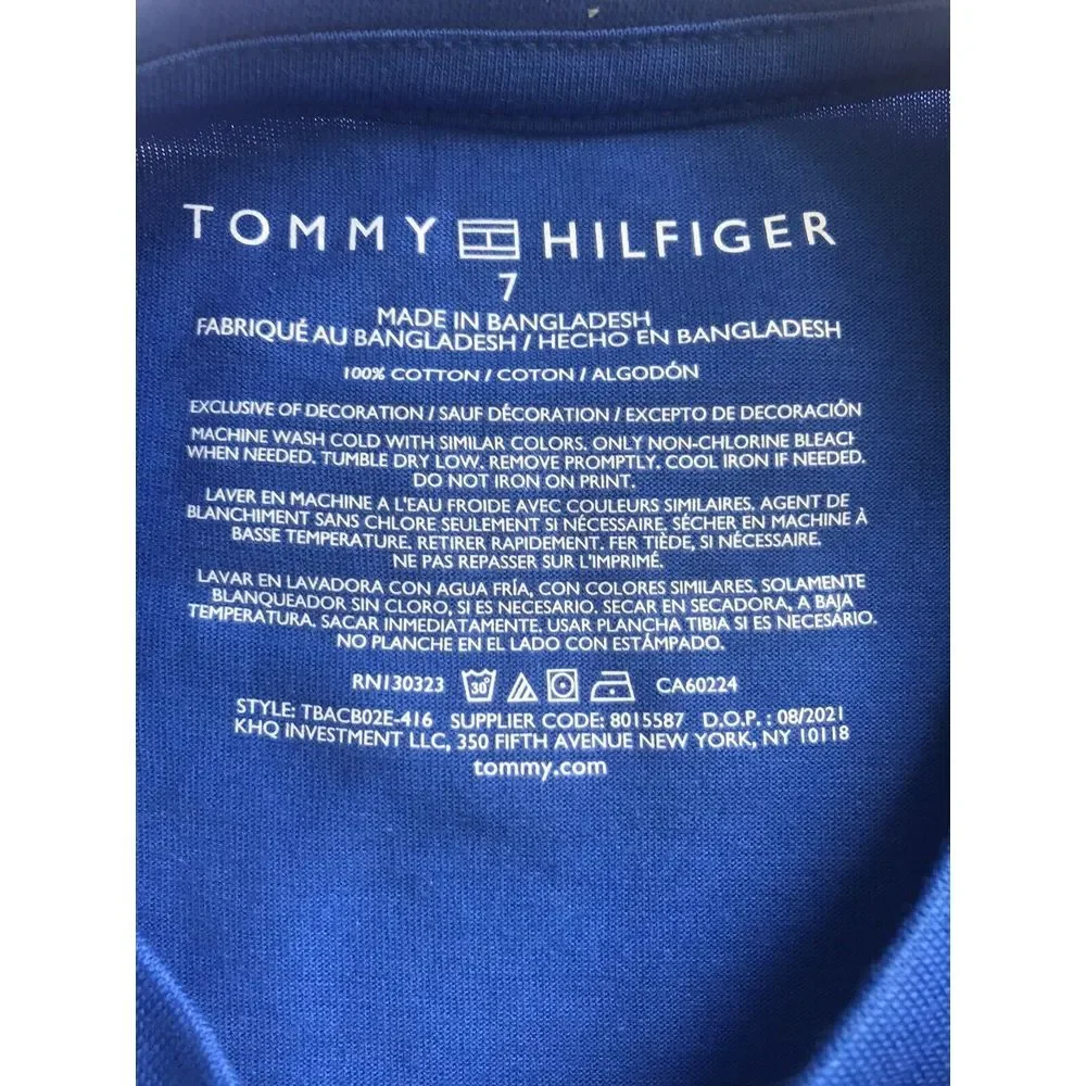 Tommy Hilfiger Boy Short Sleeve Ken‎ Crew Neck Logo Tee - Blue Lolite/Size 7